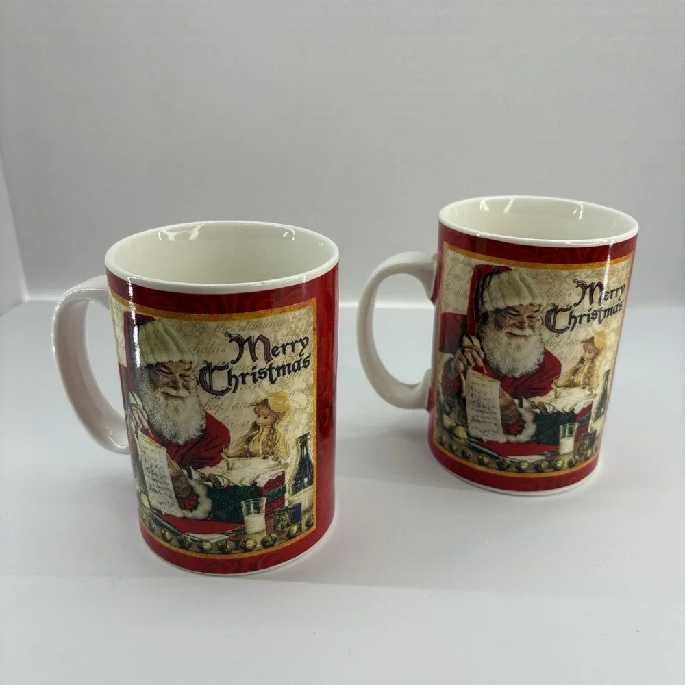 Lot Of 2 Burton + Burton Larry Hersberger‎ Collection Merry Christmas Santa Mugs